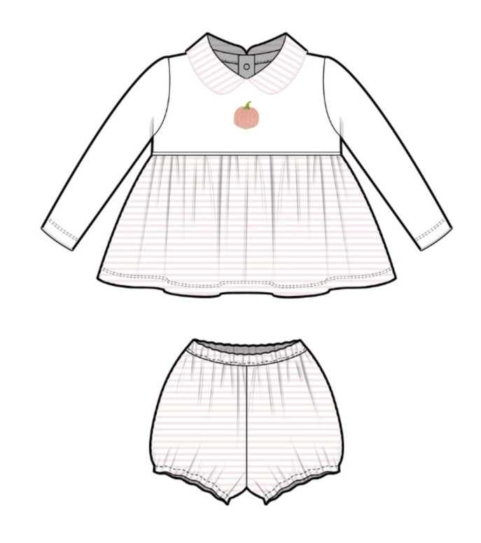 Baby Girl's Pink Pumpkin Bloomer Set - Milly Marie