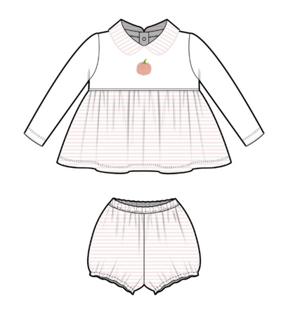 Baby Girl's Pink Pumpkin Bloomer Set - Milly Marie