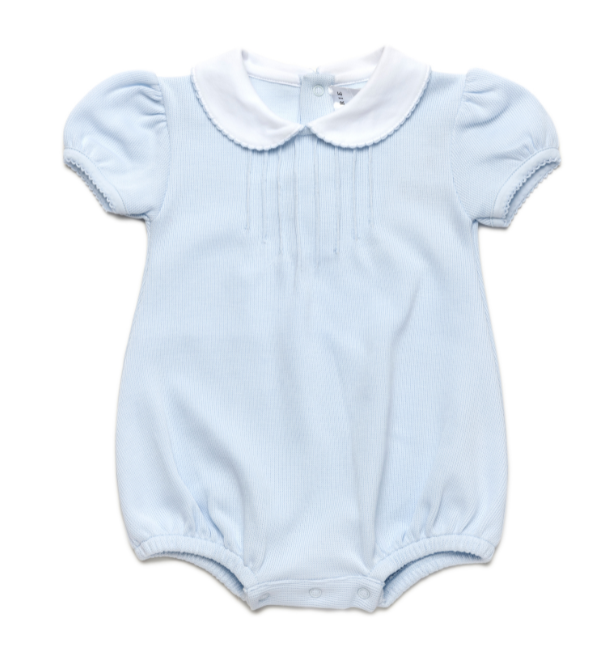 Blue Pima Knit Girls Bubble - Milly Marie