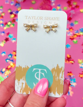 Gold Bow Stud Earrings - Taylor Shaye Designs