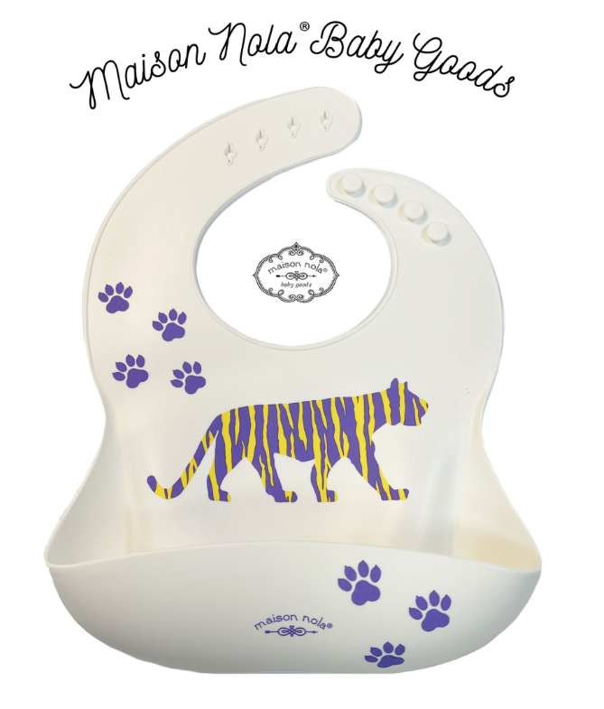 LSU Tiger Silicone Bib - Maison Nola