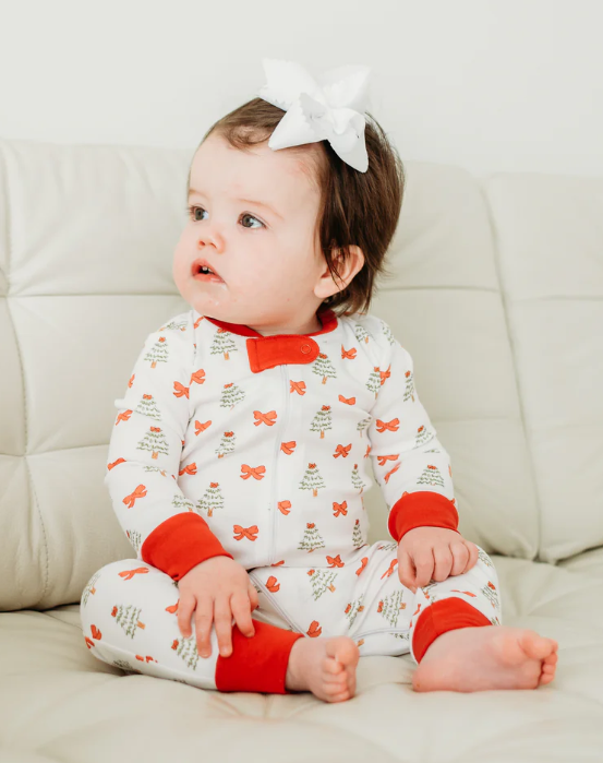 Holiday Bows Pajama Romper - Maddie & Connor