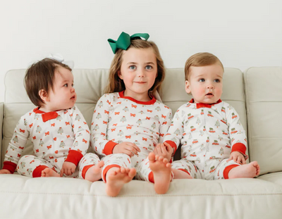 Holiday Bows Pajama Romper - Maddie & Connor