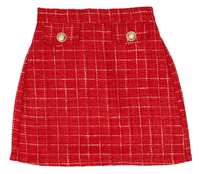 Red Tweed Skirt - The Oaks - 8