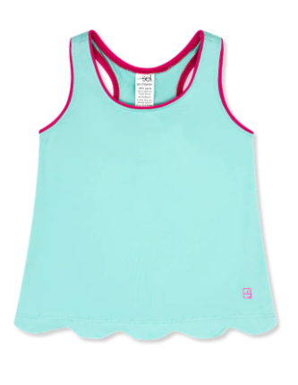 Anna Scallop Tank - Totally Turquoise, Power Pink - Set Athletics