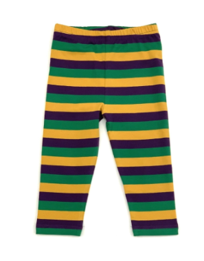 Mardi Gras Stripe Leggings - Lulu Bebe