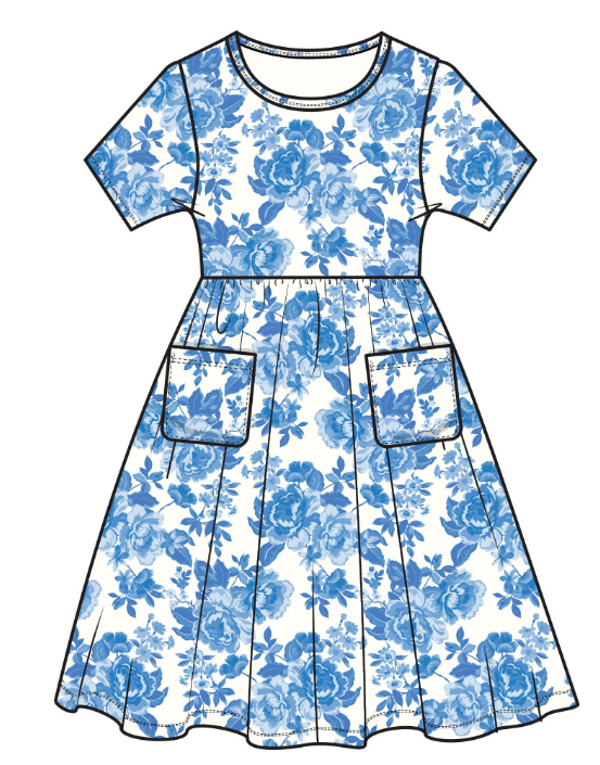 Blue Floral Bamboo Dress - Angel Dear