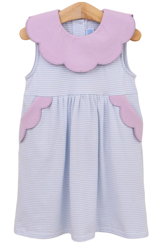 Light Blue & Lavender Striped Dress - Trotter Street Kids