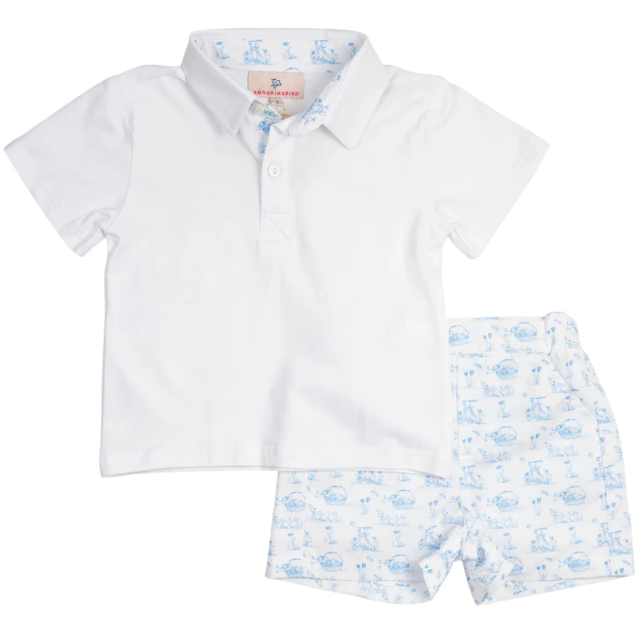 Boys Bunny Toile Short Set - Smockingbird