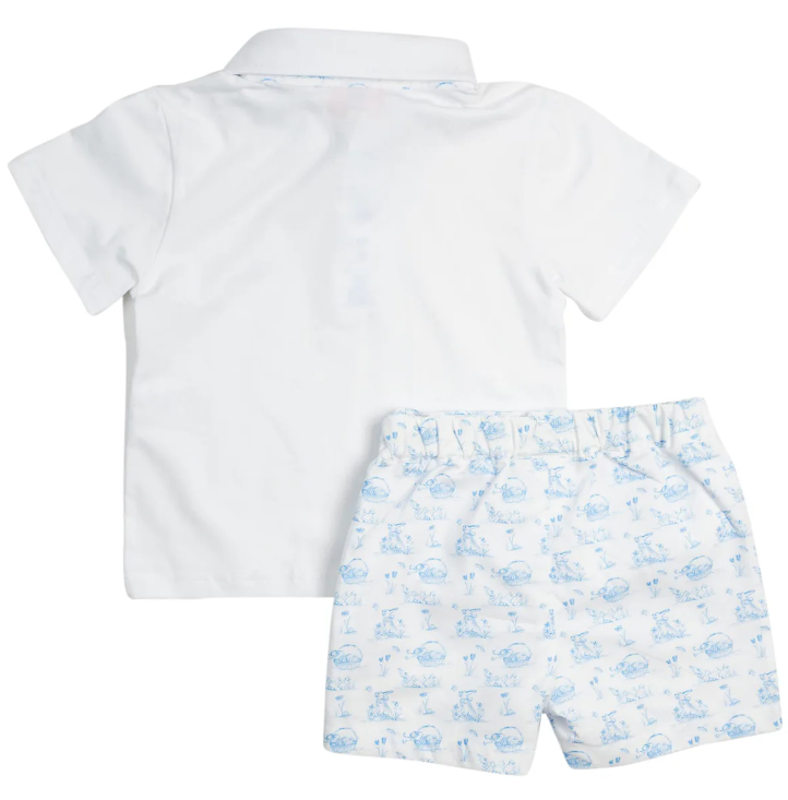 Boys Bunny Toile Short Set - Smockingbird