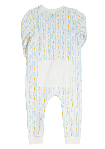 Blue Bunny Knit Zip up Pajamas - Smockingbird