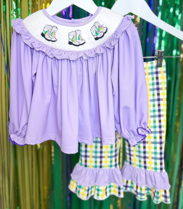 Let's Geaux Girls Smocked Pant Set