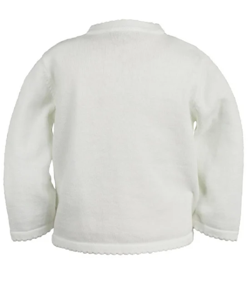 Baby Girls White Scalloped Edge Cardigan - Petit Ami