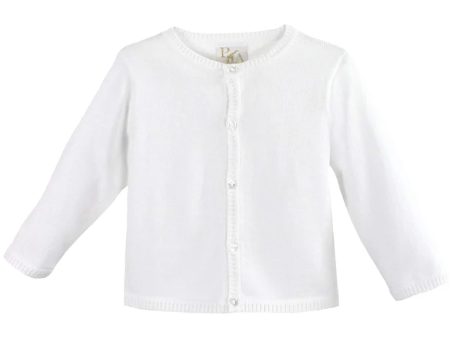 Baby Boys Ladder Edge White Cardigan - Petit Ami