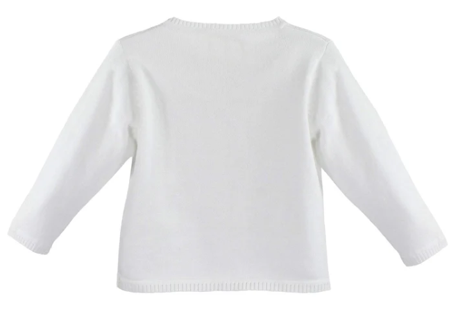 Baby Boys Ladder Edge White Cardigan - Petit Ami