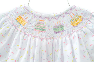 Sprinkles Smocked Birthday Bloomer Set - Ruth and Ralph