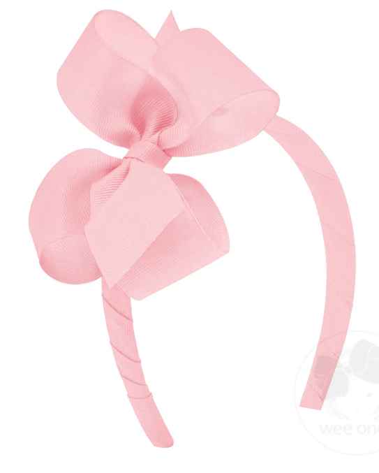 Light Pink Bow on Headband - Wee Ones