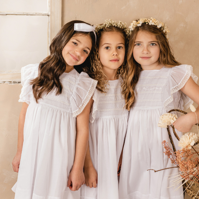 White Voile & Lace Princess Dress - Feltman Brothers