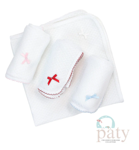 Pink Bow Receiving/Swaddle Blanket - Paty