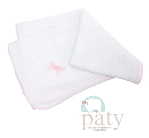 Pink Bow Receiving/Swaddle Blanket - Paty