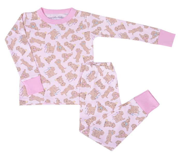 Golden Pup Girls Pink Pajamas - Magnolia Baby
