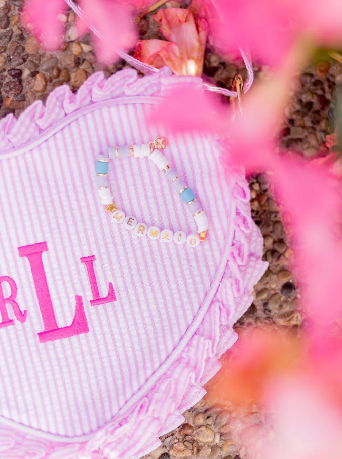 Girls Pink Seersucker Heart Purse - Bits & Bows