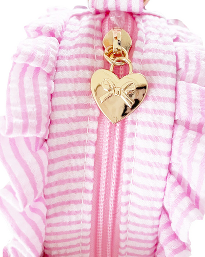 Girls Pink Seersucker Heart Purse - Bits & Bows