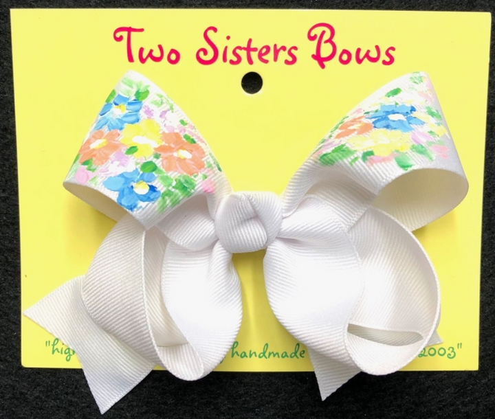 Hand Painted Floral Bows - Two Sisters Bows