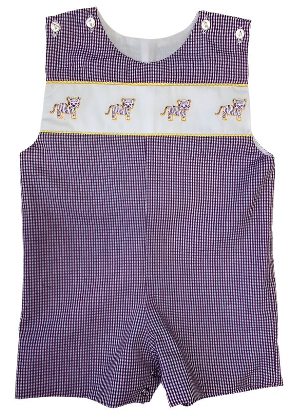 Purple Gingham LSU Tiger Jon Jon - Lulu Bebe