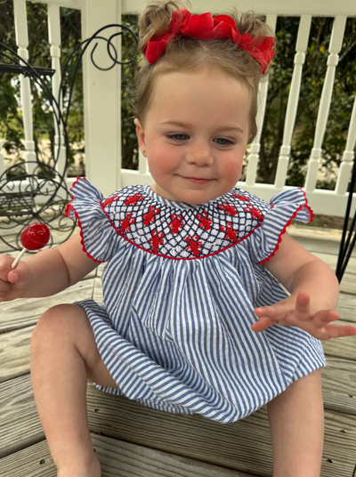 Girls Smocked Crawfish & Pearls Bubble