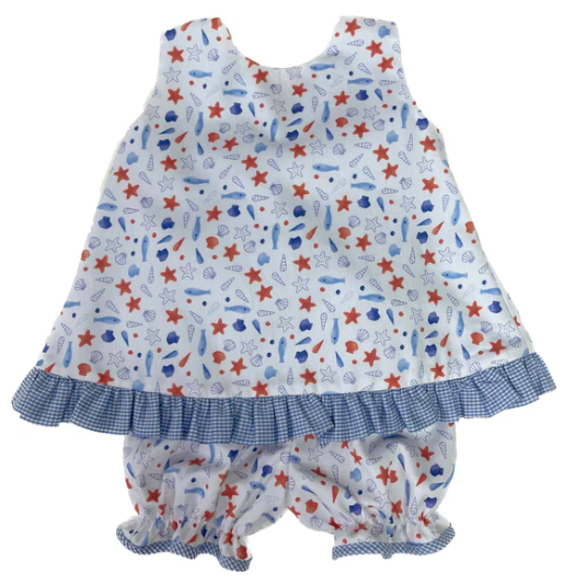 Patriotic Ocean Bloomer Set 9M - Lulu Bebe