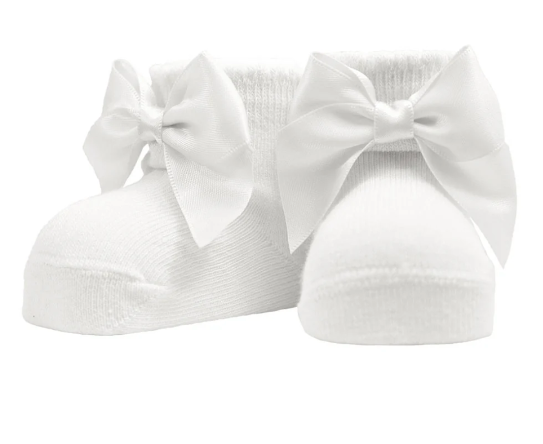 White Bow Newborn Socks - Carlomagno