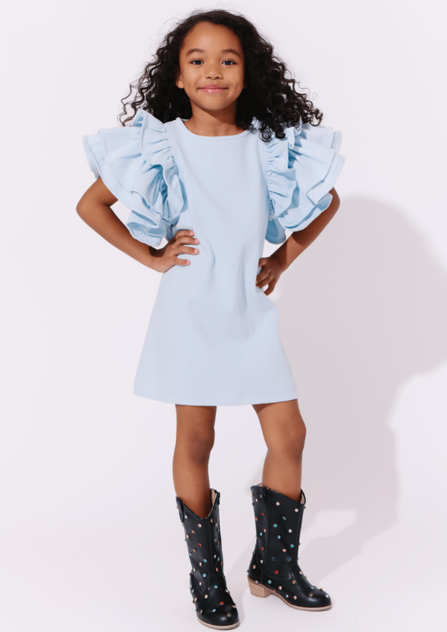 Blue Princess Ruffle Denim Dress - Lola & The Boys