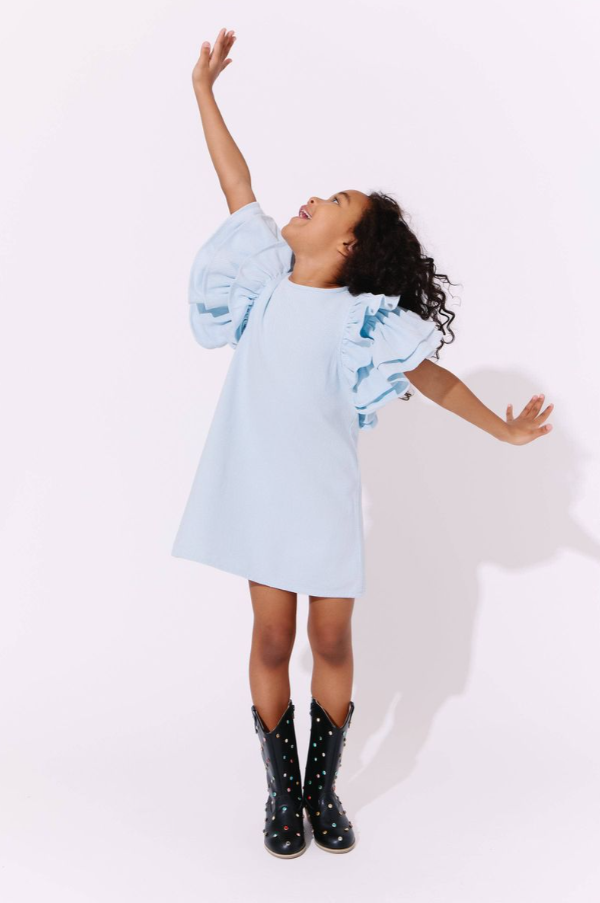 Blue Princess Ruffle Denim Dress - Lola & The Boys