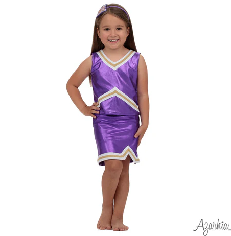 Shimmer Purple & Gold Cheer Outfit Set - Azarhia