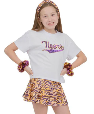 Purple & Gold Tiger Stripe Skort - Azarhia