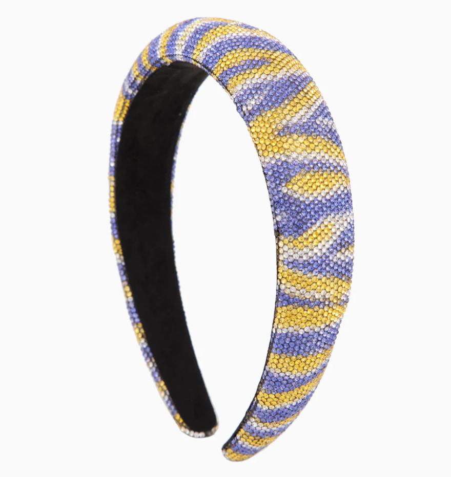 Purple & Gold Tiger Stripe Rhinestone Headband