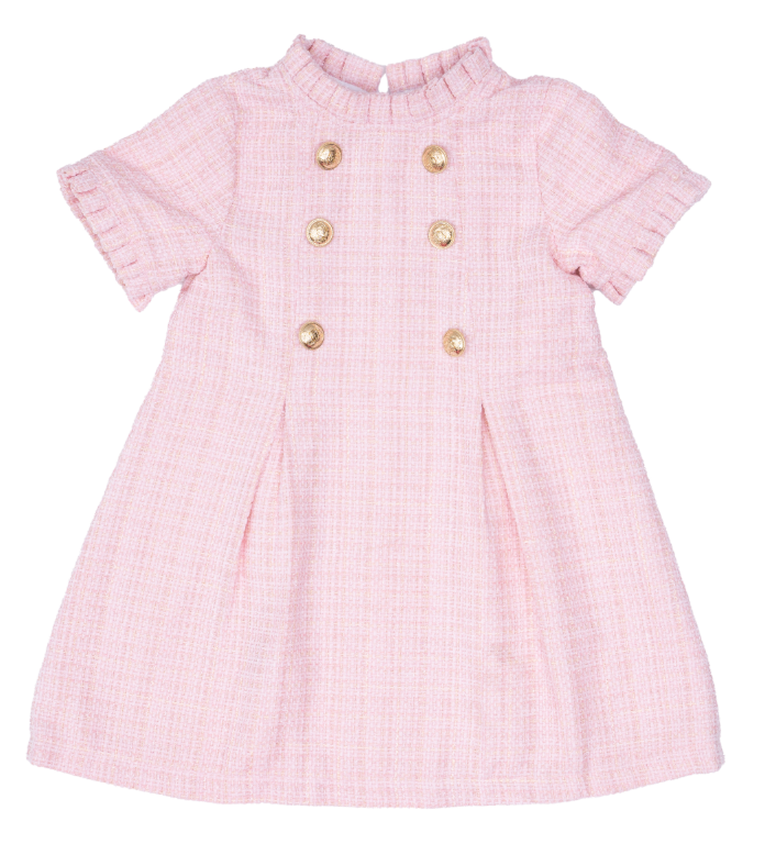 Pink & Gold Tweed Dress - The Oaks Apparel