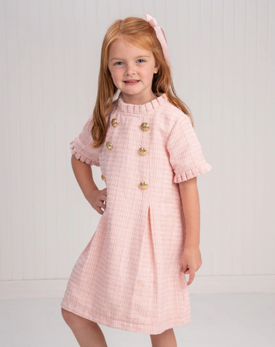 Pink & Gold Tweed Dress - The Oaks Apparel