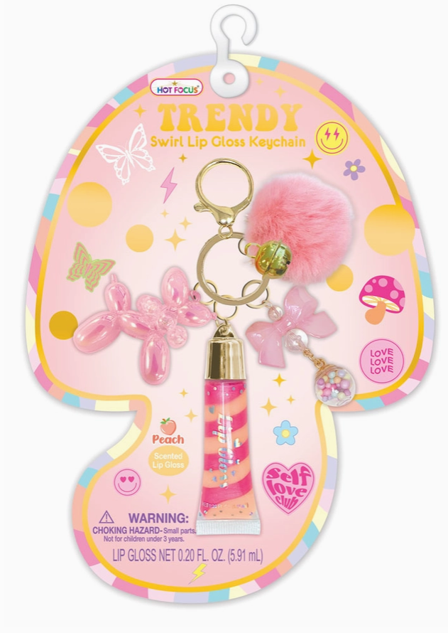 Pink Aesthetic Lip Gloss Keychain Set