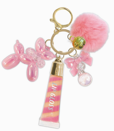 Pink Aesthetic Lip Gloss Keychain Set