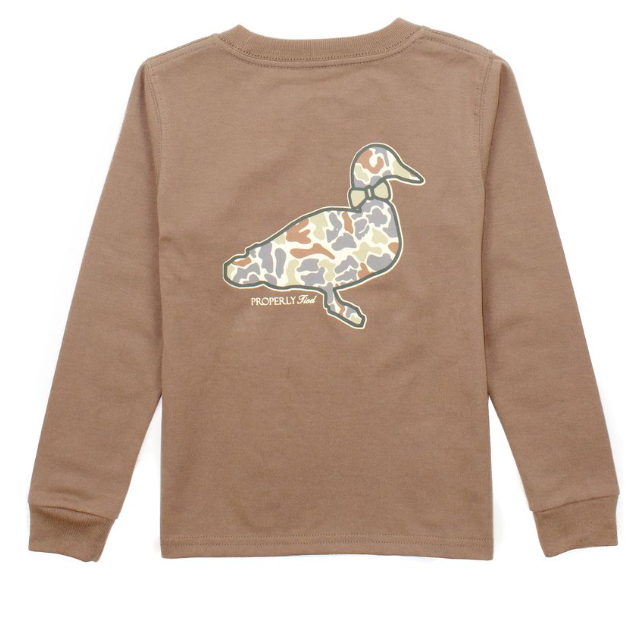 Boys Field Camo Duck Logo L/S Tee - Properly Tied