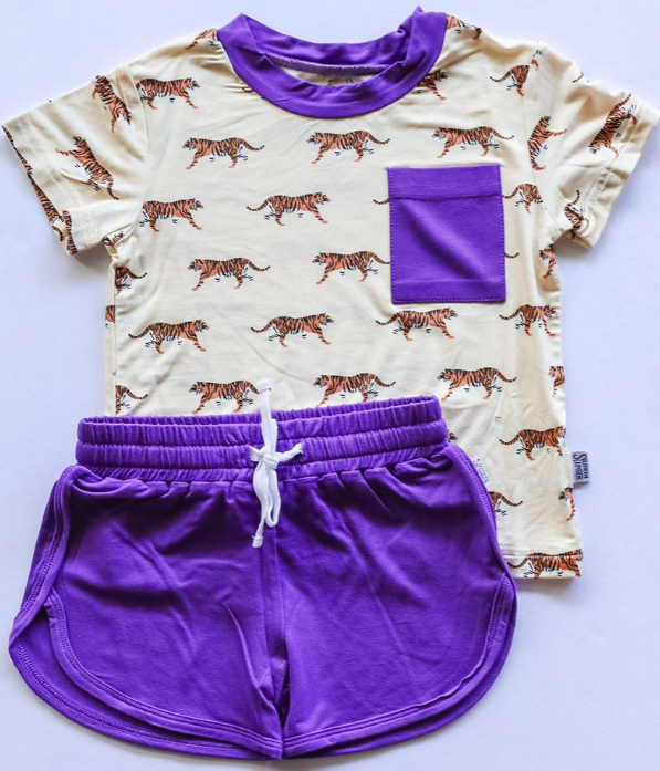 Tiger Bamboo Varsity Short Set - Southern Slumber