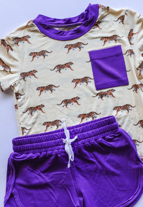Tiger Bamboo Varsity Short Set - Southern Slumber
