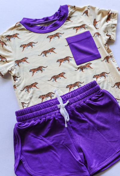 Tiger Bamboo Varsity Short Set - Southern Slumber