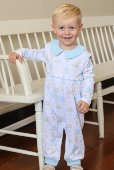 Puppy Pals Blue Romper - Trotter Street Kids