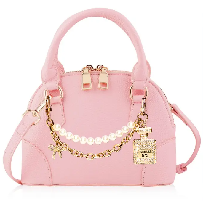 Charlotte Petal Pink Purse + Coco Pearl Chain - Carrying Kind