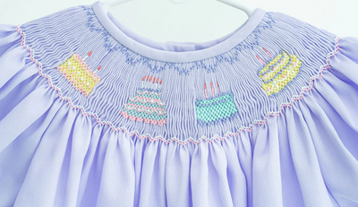 Smocked Lavender Birthday Bloomer Set - Ruth & Ralph