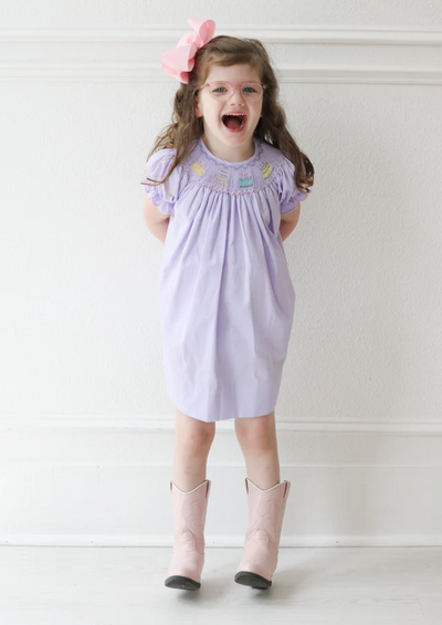 Smocked Lavender Birthday Dress - Ruth & Ralph