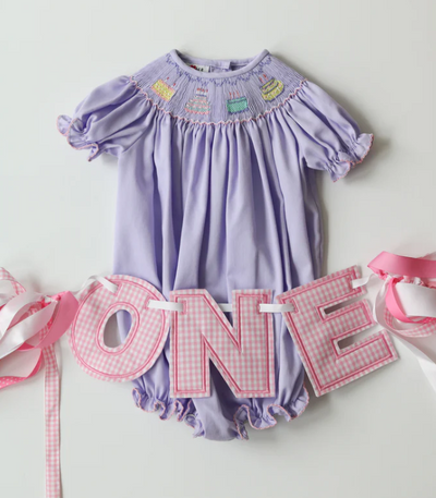 Smocked Lavender Birthday Bubble - Ruth & Ralph